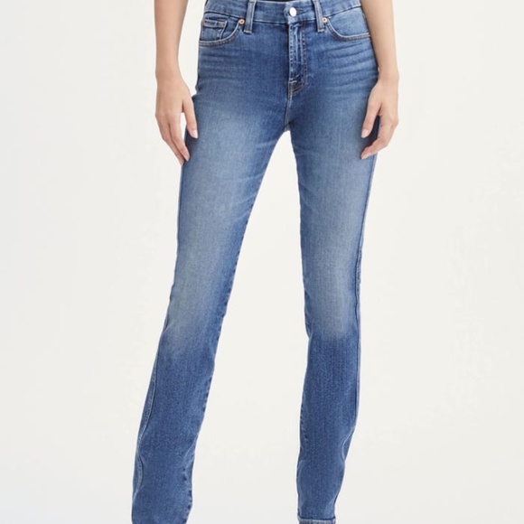 7 For All Mankind Kimmie Straight in Sunlight Blue - Picture 1 of 5